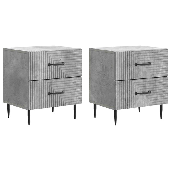Yöpöytäkaappi 2 kpl Betoninharmaa 43 x 34,5 x 47,5 cm