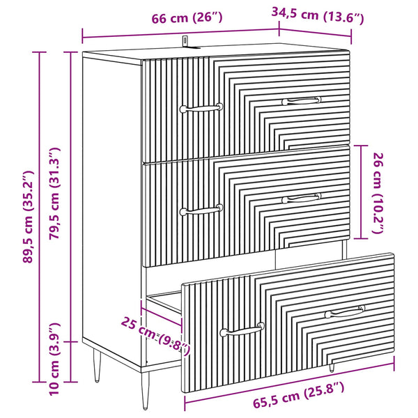 Laatikkokaappi 66 x 34,5 x 89,5 cm Tekninen puu Betoninharmaa