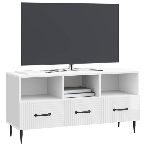 TV-kaappi Korkeakiiltoinen valkoinen 102 x 34,5 x 50 cm