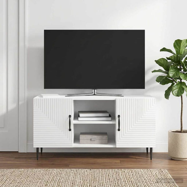 TV-kaappi Korkeakiiltoinen valkoinen 102 x 34,5 x 50 cm