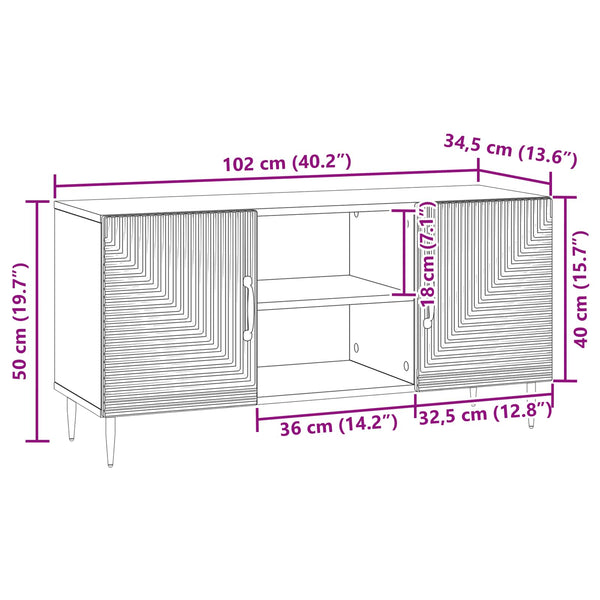 TV-kaappi Vanha puu 102 x 34,5 x 50 cm Tekninen puu