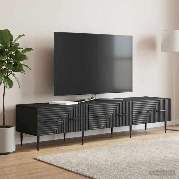 TV-kaappi laatikon kanssa Musta 147 x 34,5 x 30 cm Tekninen puu