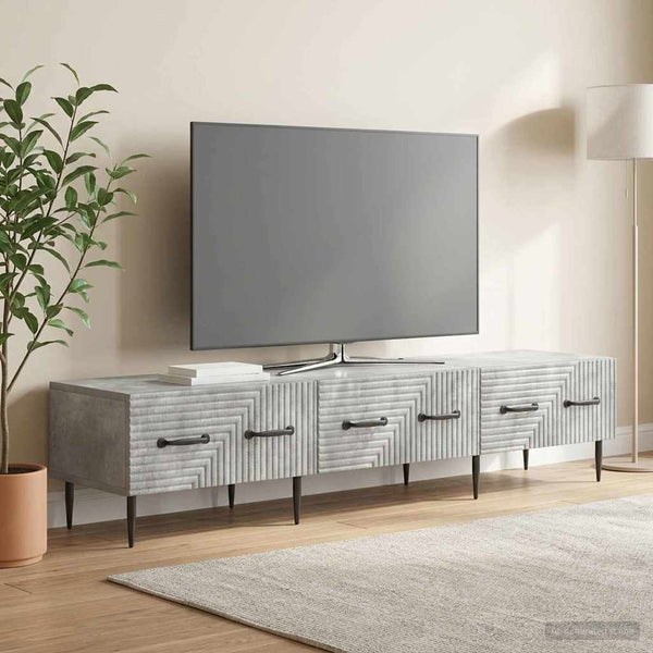 TV-kaappi Betoninharmaa 147 x 34,5 x 30 cm Tekninen puu
