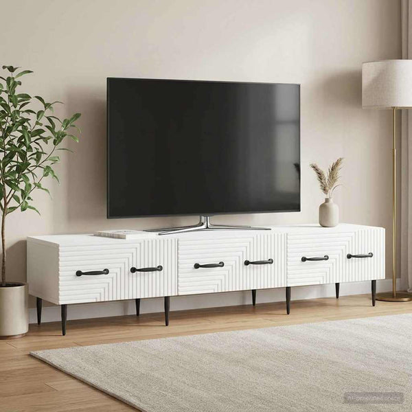TV-kaappi Korkeakiiltoinen valkoinen 147 x 34,5 x 30 cm