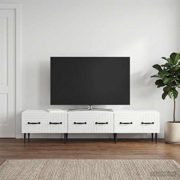 TV-kaappi Korkeakiiltoinen valkoinen 147 x 34,5 x 30 cm