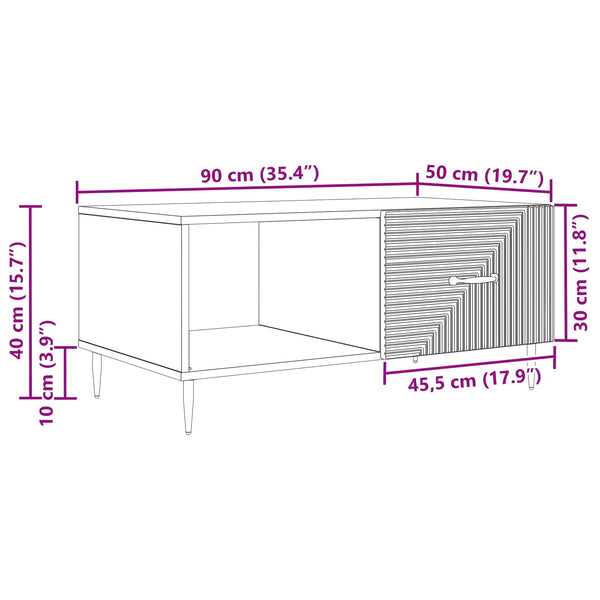 Sohvapöytä Musta 90 x 50 x 40 cm Tekninen puu