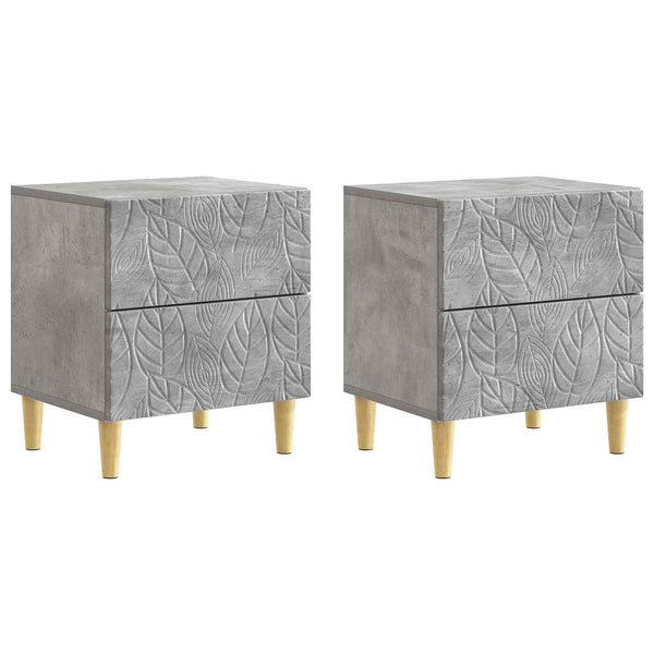 Yöpöytä 2 kpl Betoninharmaa 43 x 34,5 x 48 cm Tekninen puu