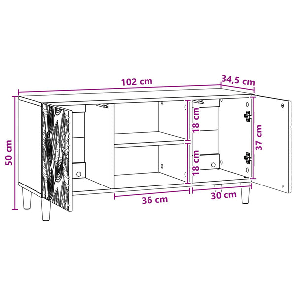 TV-kaappi 102 x 34,5 x 50 cm Musta Tekninen puu
