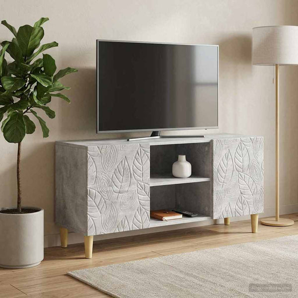 TV-kaappi 102 x 34,5 x 50 cm Betoninharmaa Tekninen puu