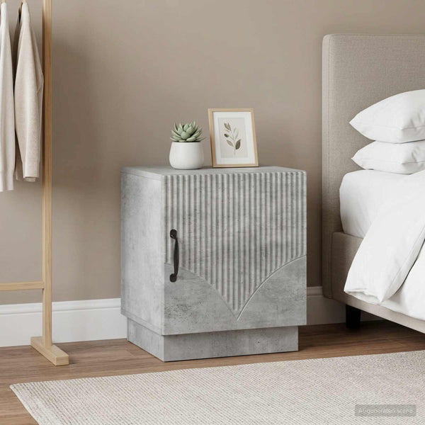 Yöpöytä 2 kpl Betonin harmaa 43 x 34,5 x 47 cm Tekninen puu