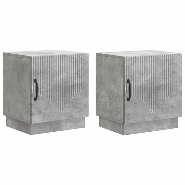 Yöpöytä 2 kpl Betonin harmaa 43 x 34,5 x 47 cm Tekninen puu