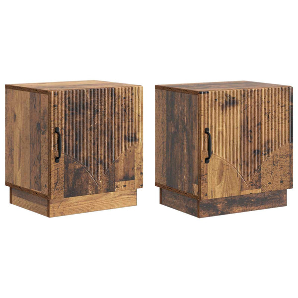 Yöpöytä 2 kpl Vanha puu 43 x 34,5 x 47 cm Tekninen puu