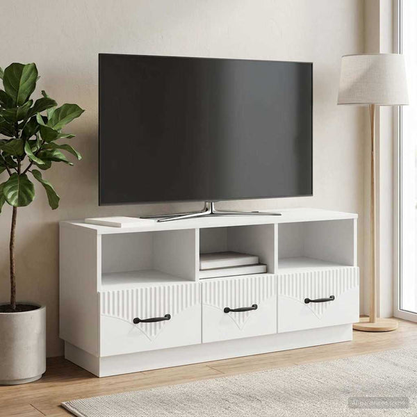 TV-kaappi valkoinen 102 x 34,5 x 47 cm Tekninen puu