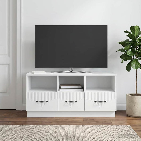 TV-kaappi valkoinen 102 x 34,5 x 47 cm Tekninen puu