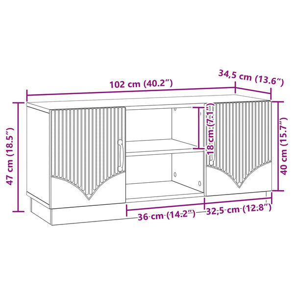 TV-kaappi 102 x 34,5 x 47 cm Musta Tekninen puu