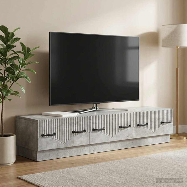 TV-kaappi Betoninharmaa 147 x 34,5 x 27 cm Tekninen puu