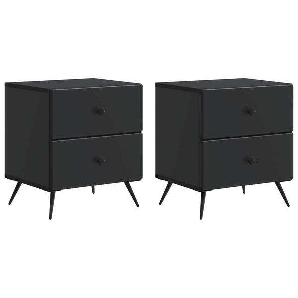 Yöpöytäkaappi 2 kpl Musta 43 x 34,5 x 47,5 cm Tekninen puu