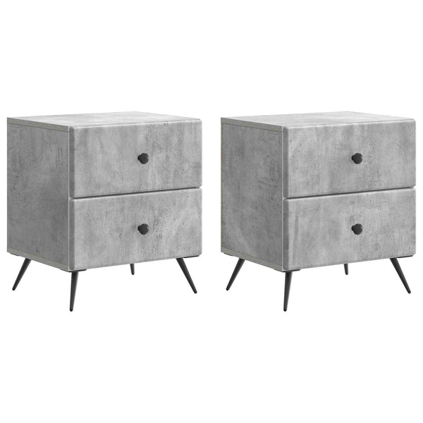 Yöpöytäkaappi 2 kpl Betoninharmaa 43 x 34,5 x 47,5 cm