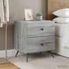 Yöpöytäkaappi 2 kpl Harmaa sonoma 43 x 34,5 x 47,5 cm