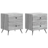 Yöpöytäkaappi 2 kpl Harmaa sonoma 43 x 34,5 x 47,5 cm