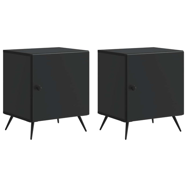 Yöpöytäkaappi 2 kpl Musta 43 x 34,5 x 50 cm Tekninen puu