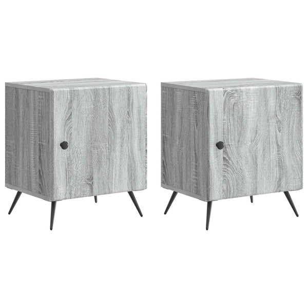 Yöpöytäkaappi 2 kpl Harmaa sonoma 43 x 34,5 x 50 cm