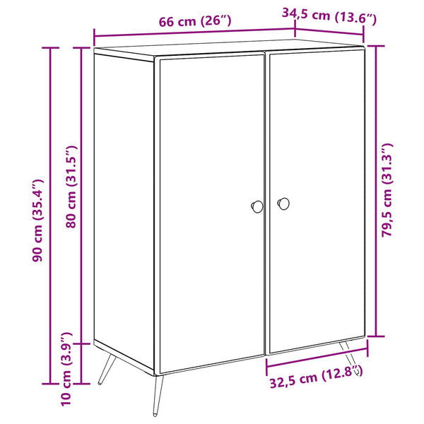 Sivupöytä Betoninharmaa 66 x 34,5 x 90 cm Tekninen puu