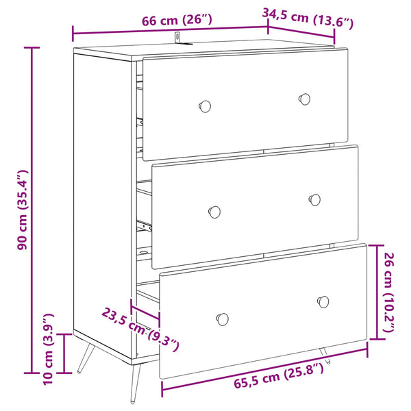 Laatikkokaappi 66 x 34,5 x 90 cm Tekninen puu Betoninharmaa