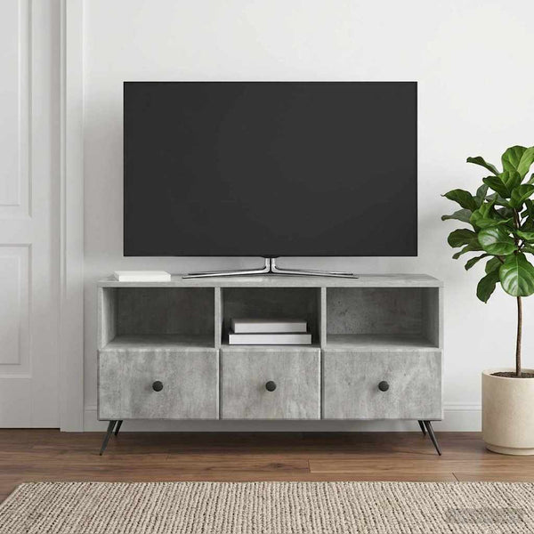 TV-kaappi Betoninharmaa 102 x 34,5 x 50 cm Tekninen puu