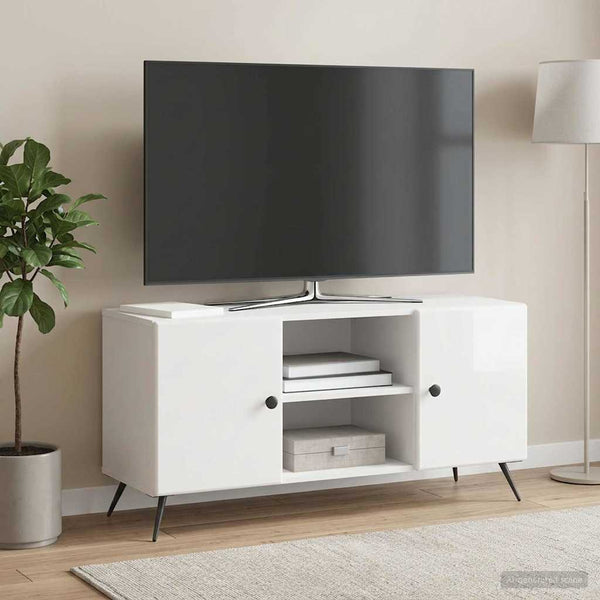 TV-kaappi 102 x 34,5 x 50 cm Korkeakiiltoinen valkoinen