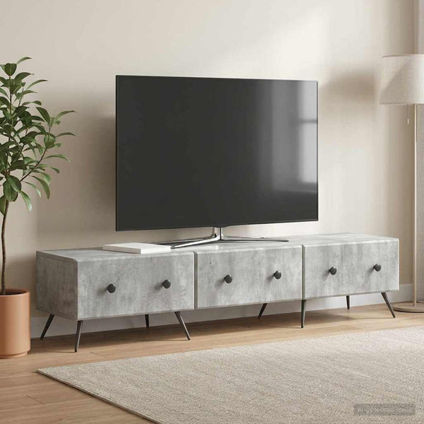 TV-kaappi Betoninharmaa 147 x 34,5 x 30 cm Tekninen puu
