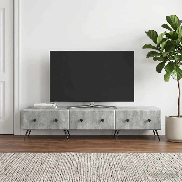 TV-kaappi Betoninharmaa 147 x 34,5 x 30 cm Tekninen puu