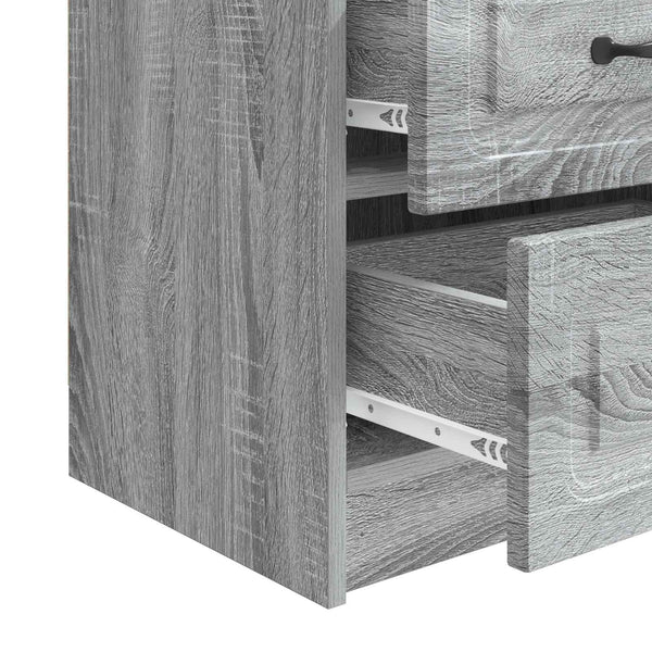 Yöpöytäkaappi 2 kpl Harmaa sonoma 43 x 34,5 x 44,5 cm