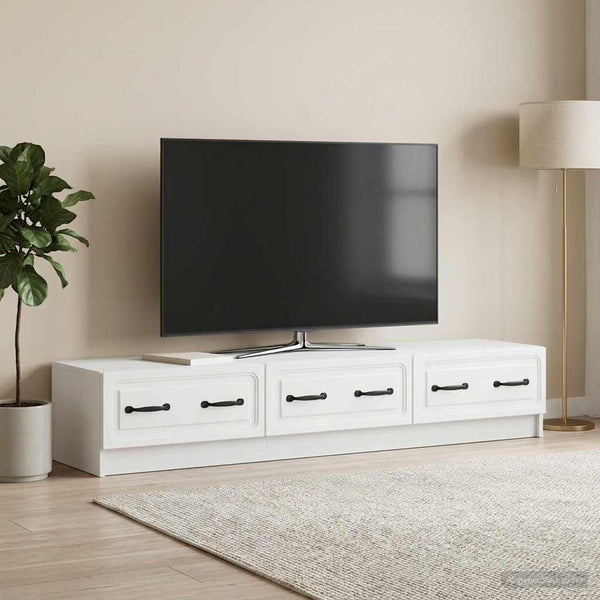 TV-kaappi valkoinen 147 x 34,5 x 27 cm Tekninen puu
