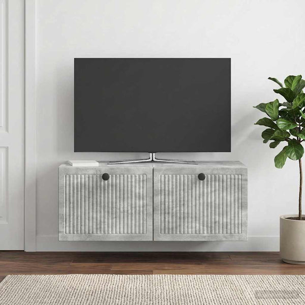 Seinälle asennettava TV-kaappi Betoninharmaa 78,5 x 31 x 30 cm