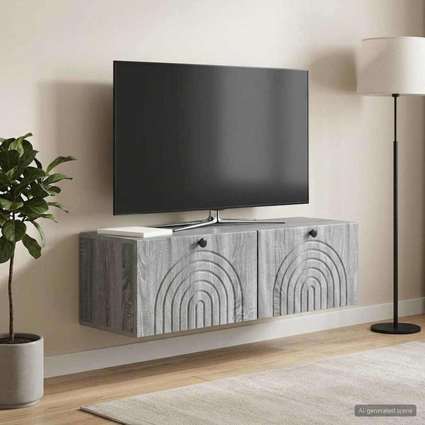 Seinälle asennettava TV-kaappi Harmaa sonoma 98 x 31 x 30 cm