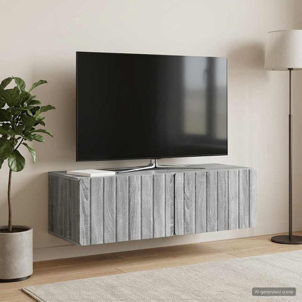 Seinälle asennettava TV-kaappi 98 x 41 x 30 cm Harmaa Sonoma