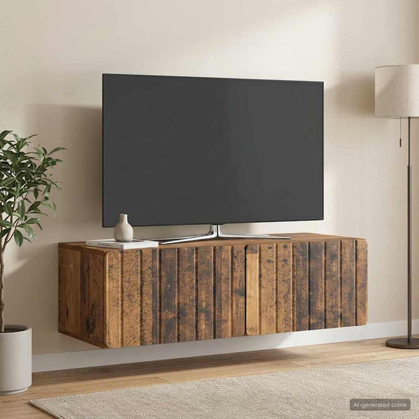 Seinälle asennettava TV-kaappi 98 x 41 x 30 cm Vanha puu