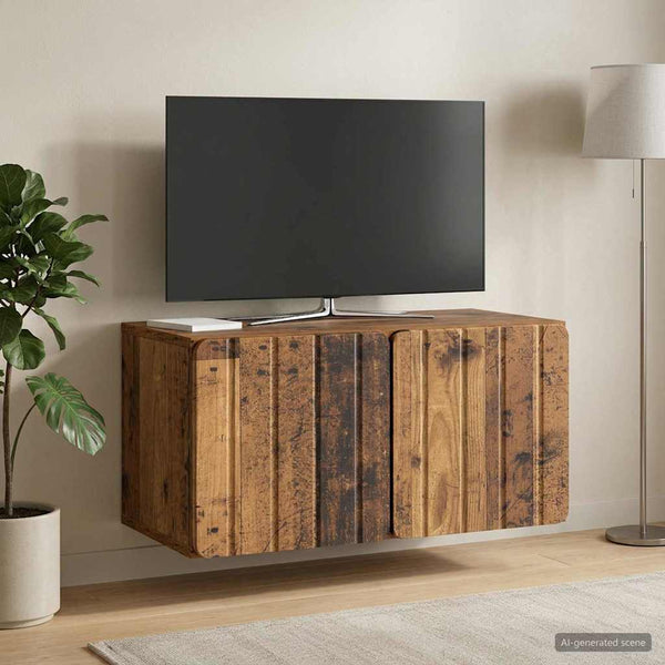 Seinälle asennettava TV-kaappi 59,5 x 31 x 30 cm Vanha puu