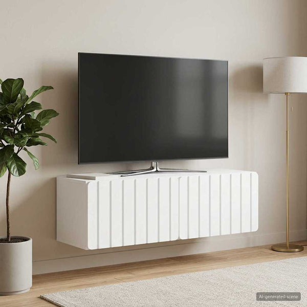 Seinälle asennettava TV-kaappi 98 x 31 x 30 cm valkoinen