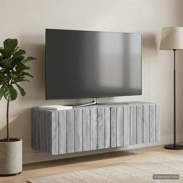 Seinälle asennettava TV-kaappi 98 x 31 x 30 cm Harmaa Sonoma
