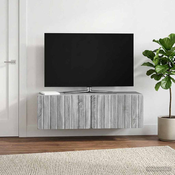 Seinälle asennettava TV-kaappi 98 x 31 x 30 cm Harmaa Sonoma