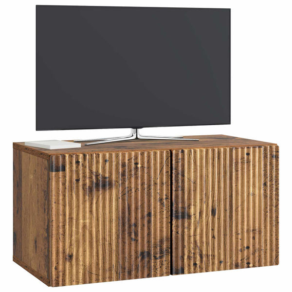 Seinälle asennettava TV-kaappi 59,5 x 31 x 30 cm Vanha puu