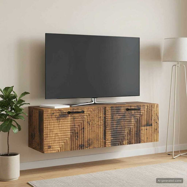 Seinälle asennettava TV-kaappi Vanha puu 98 x 31 x 30 cm