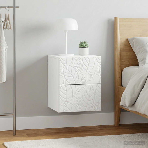 Seinälle Kiinnitettävä Yöpöytä 2 kpl valkoinen