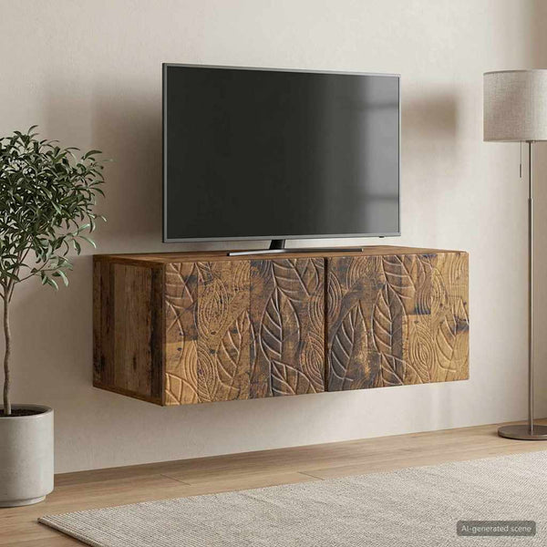 Seinälle asennettava TV-kaappi 98 x 41 x 30 cm Vanha puu