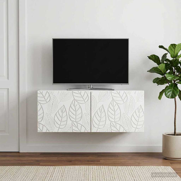 Seinälle asennettava TV-kaappi 59,5 x 31 cm valkoinen