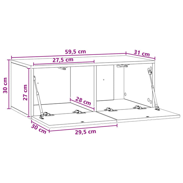 Seinälle asennettava TV-kaappi 59,5 x 31 cm Betoninharmaa