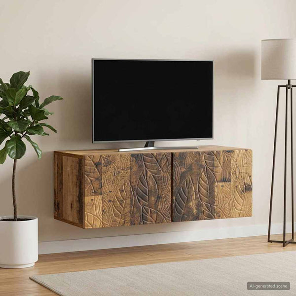 Seinälle asennettava TV-kaappi 59,5 x 31 cm Vanha puu