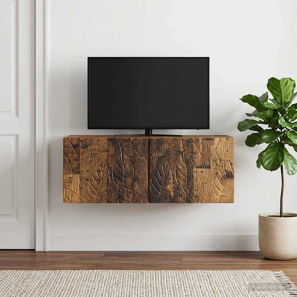 Seinälle asennettava TV-kaappi 59,5 x 31 cm Vanha puu